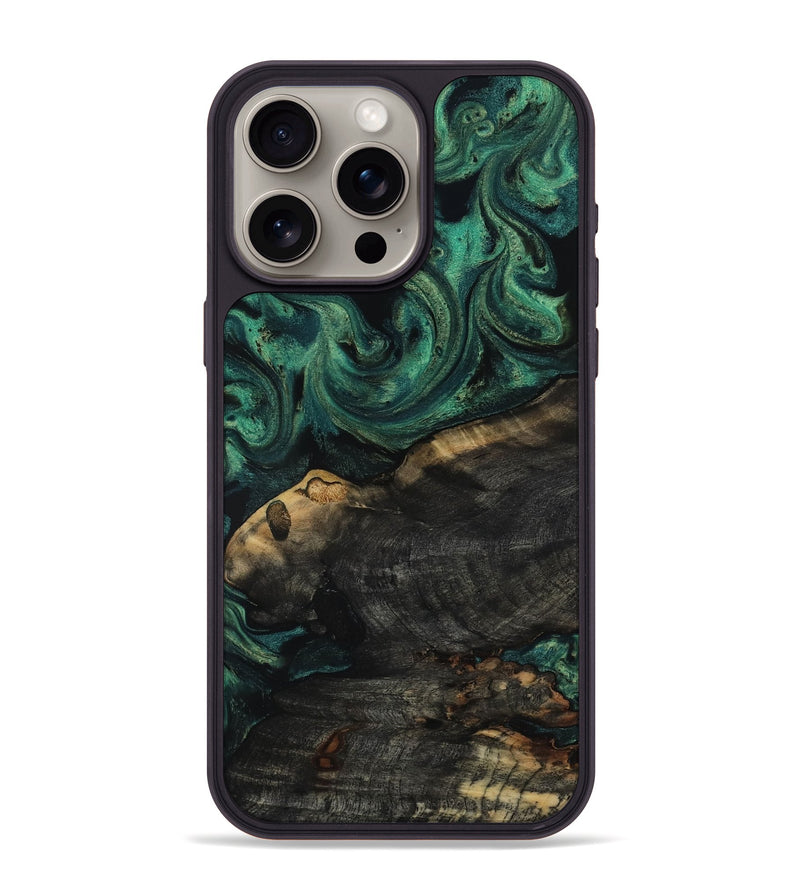 iPhone 15 Pro Max Wood Phone Case - Leda (Green, 817709)