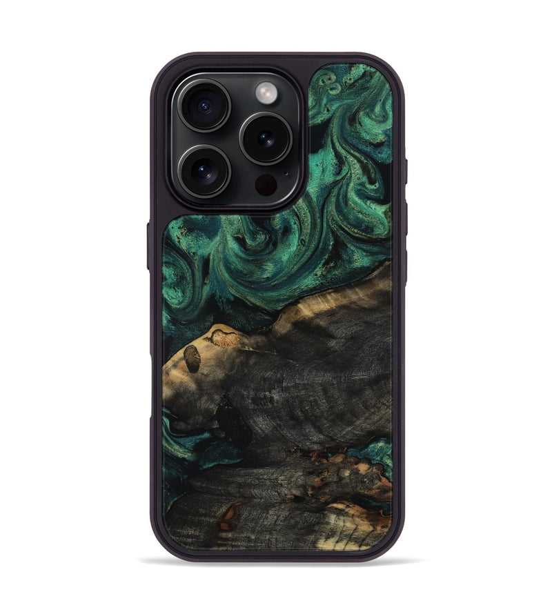 iPhone 16 Pro Wood Phone Case - Leda (Green, 817709)