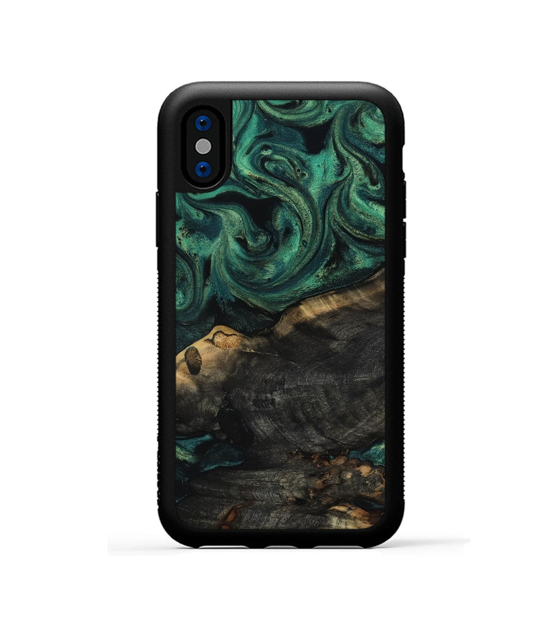 iPhone Xs Wood Phone Case - Leda (Green, 817709)