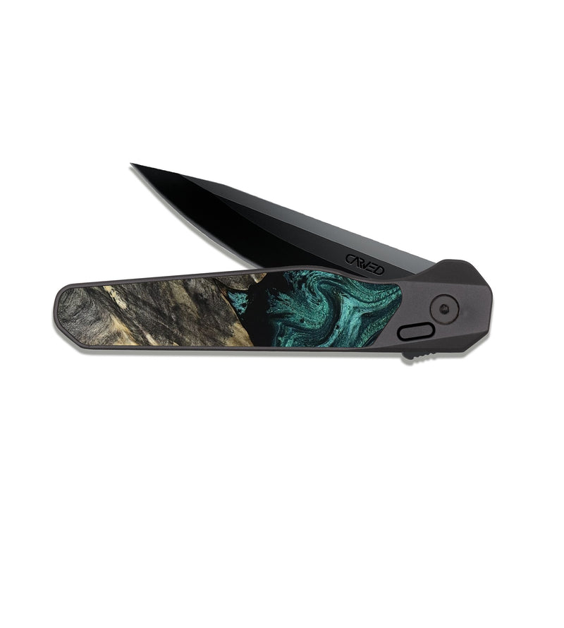 EDC Dark Slate Wood Pocket Knife - Nola (Green, 817711)