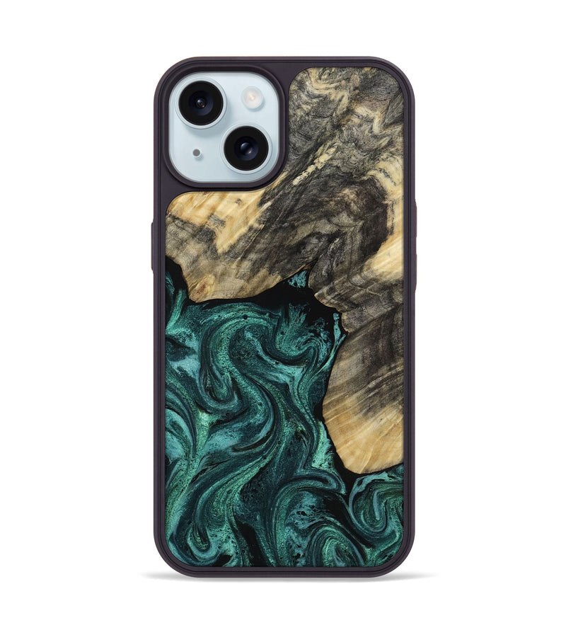 iPhone 15 Wood Phone Case - Nola (Green, 817711)