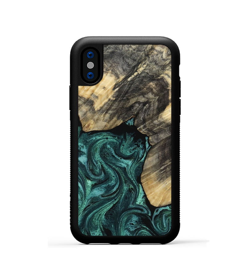 iPhone Xs Wood Phone Case - Nola (Green, 817711)
