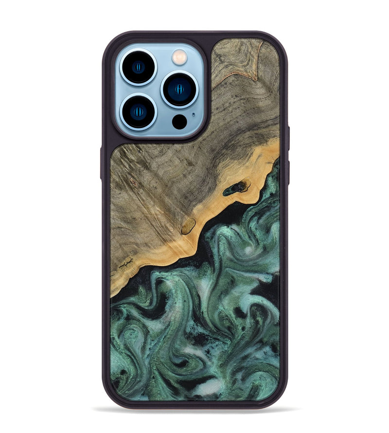 iPhone 14 Pro Max Wood Phone Case - Aila (Green, 817713)