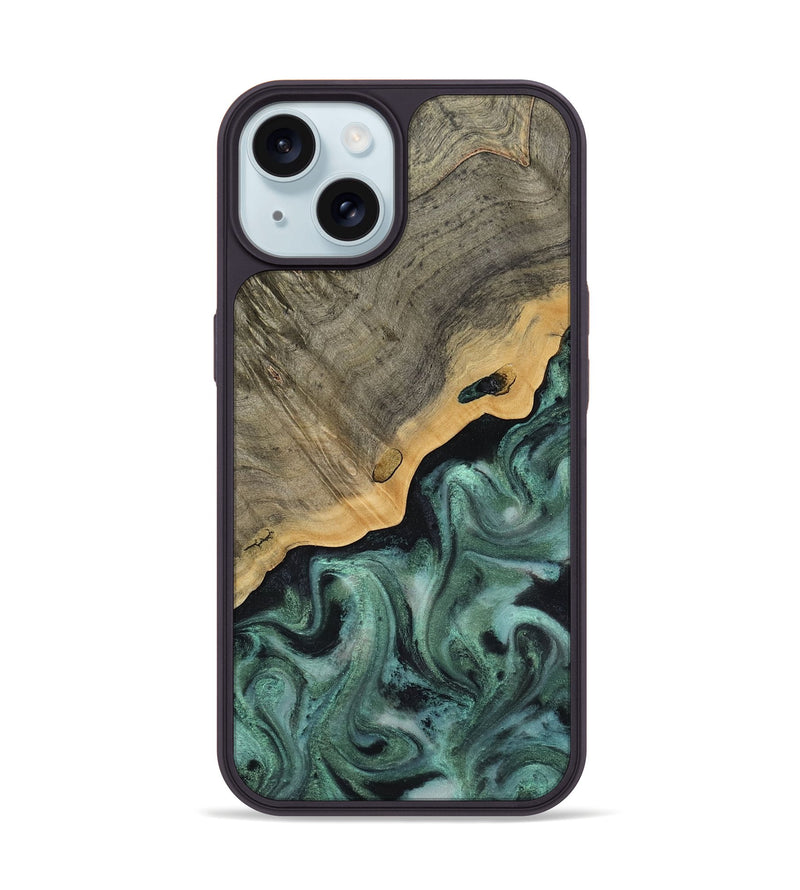 iPhone 15 Wood Phone Case - Aila (Green, 817713)