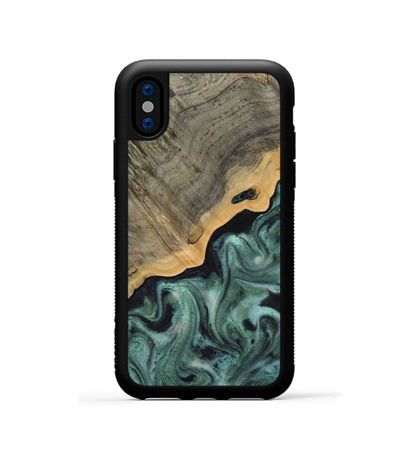 iPhone Xs Wood Phone Case - Aila (Green, 817713)