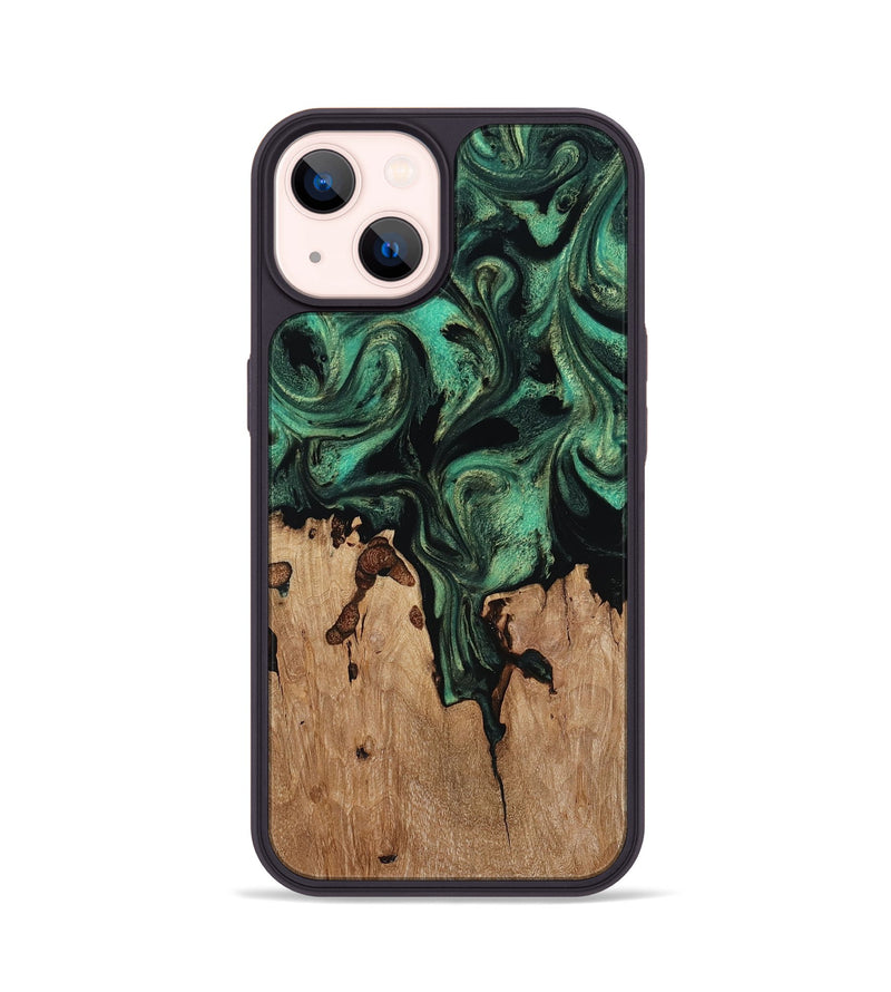 iPhone 14 Wood Phone Case - Breanna (Green, 817714)