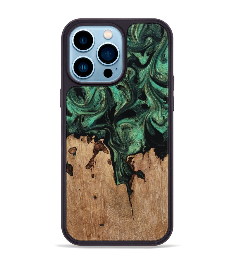 iPhone 14 Pro Max Wood Phone Case - Breanna (Green, 817714)