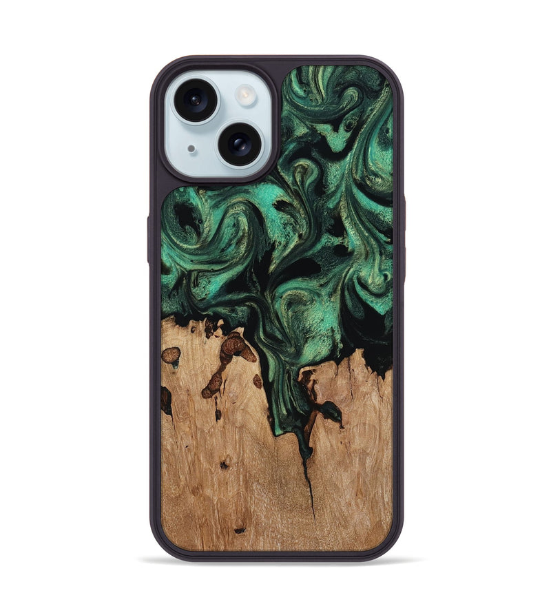 iPhone 15 Wood Phone Case - Breanna (Green, 817714)