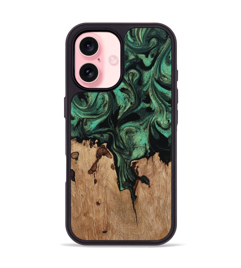 iPhone 16 Wood Phone Case - Breanna (Green, 817714)