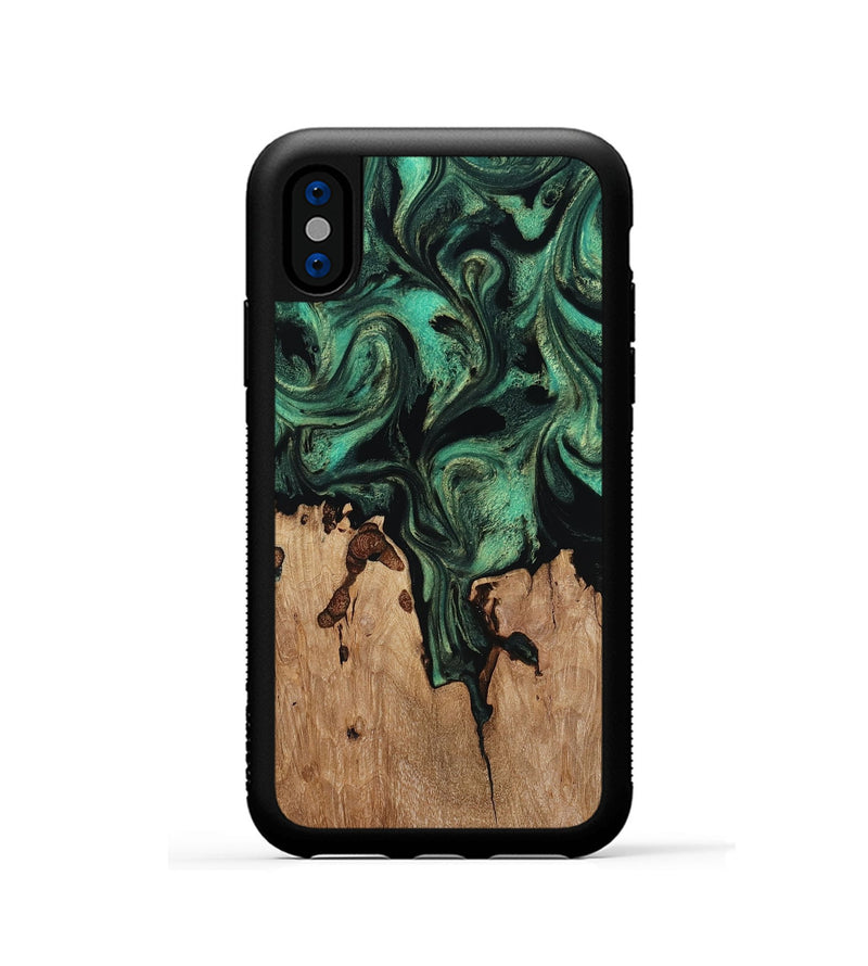 iPhone Xs Wood Phone Case - Breanna (Green, 817714)