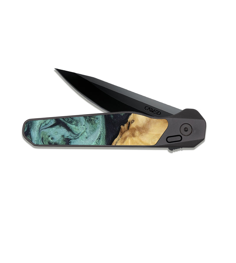 EDC Dark Slate Wood Pocket Knife - Aliana (Green, 817716)