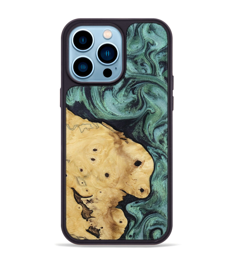 iPhone 14 Pro Max Wood Phone Case - Aliana (Green, 817716)