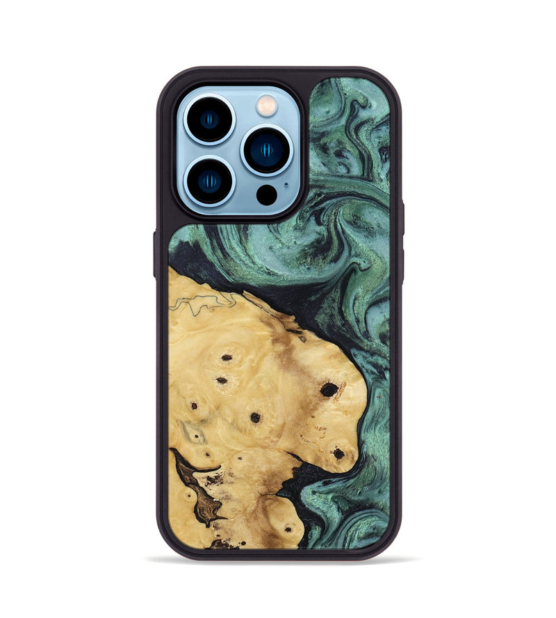 iPhone 14 Pro Wood Phone Case - Aliana (Green, 817716)
