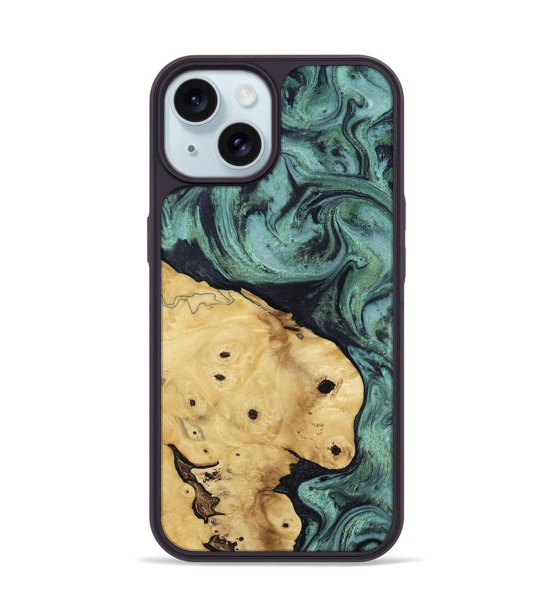 iPhone 15 Wood Phone Case - Aliana (Green, 817716)