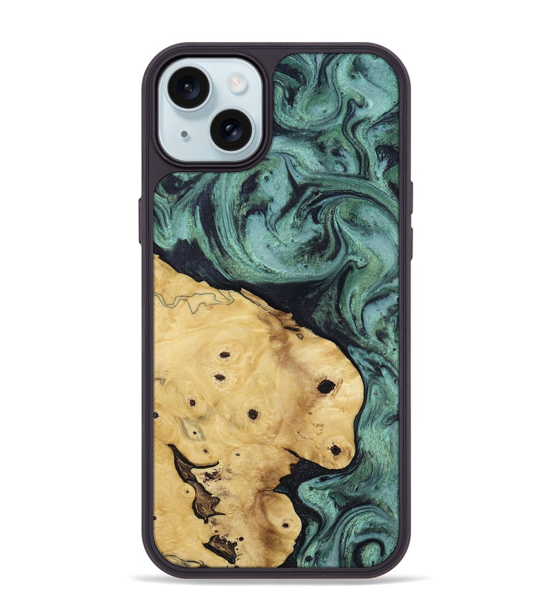 iPhone 15 Plus Wood Phone Case - Aliana (Green, 817716)