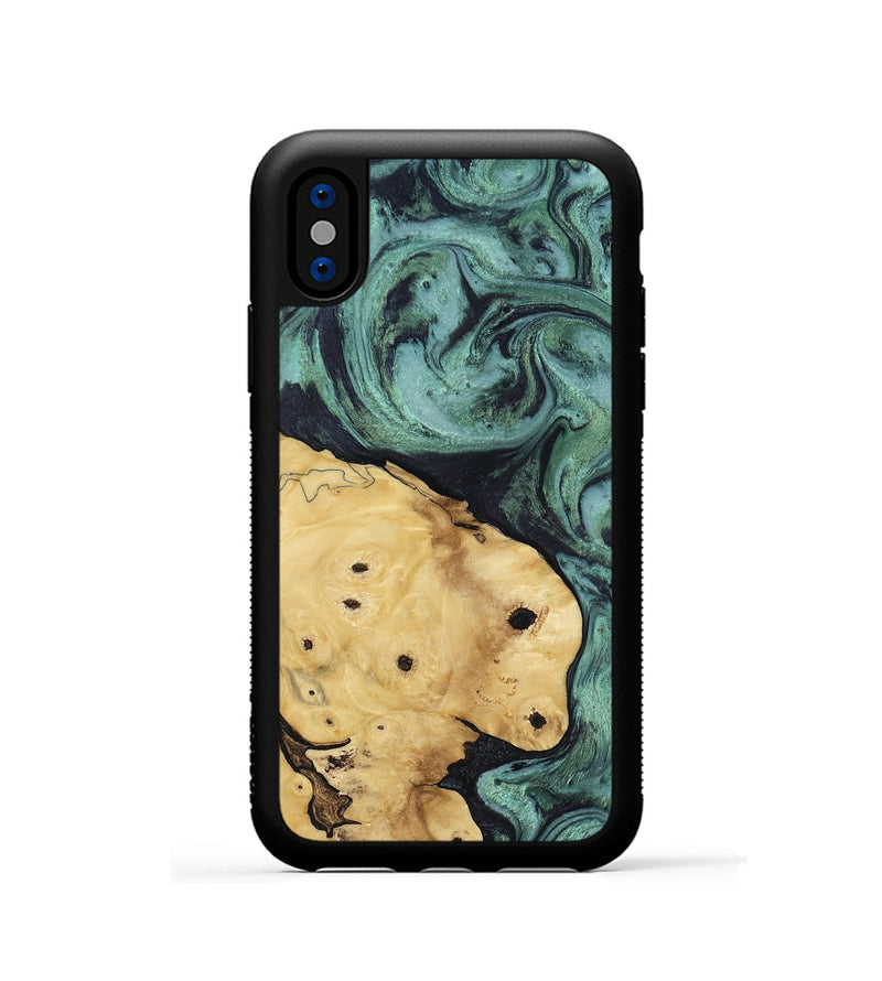 iPhone Xs Wood Phone Case - Aliana (Green, 817716)
