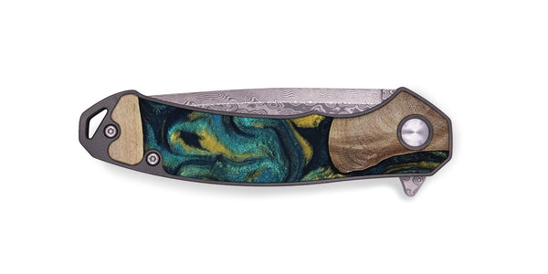 EDC Wood Pocket Knife - Keon (Teal & Gold, 817717)