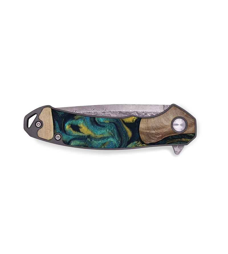 EDC Wood Pocket Knife - Keon (Teal & Gold, 817717)