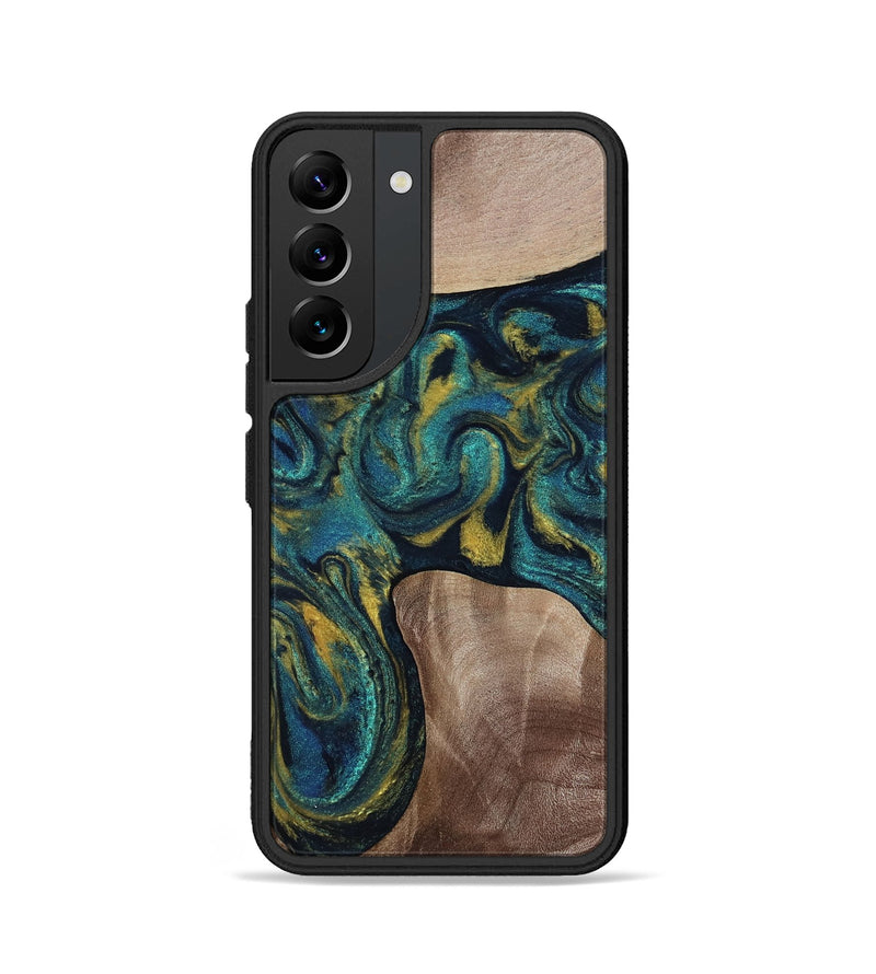 Galaxy S22 Wood Phone Case - Keon (Teal & Gold, 817717)