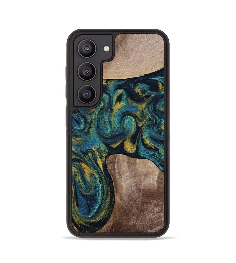 Galaxy S23 Wood Phone Case - Keon (Teal & Gold, 817717)