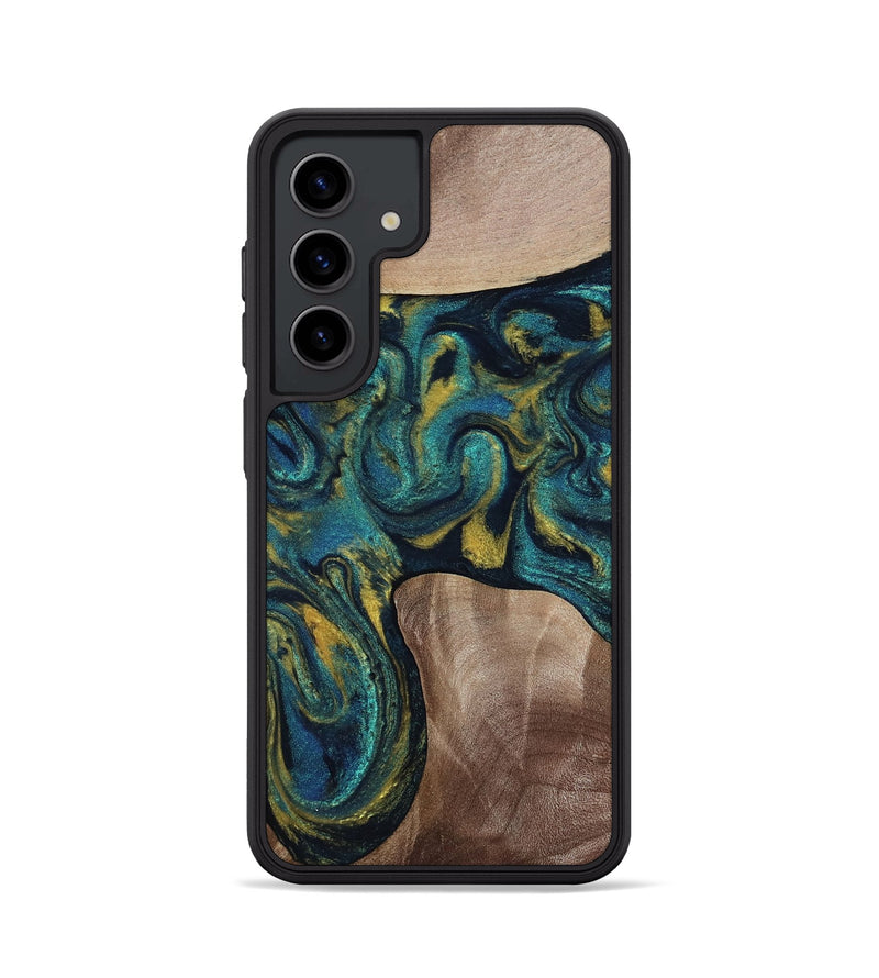 Galaxy S24 Wood Phone Case - Keon (Teal & Gold, 817717)