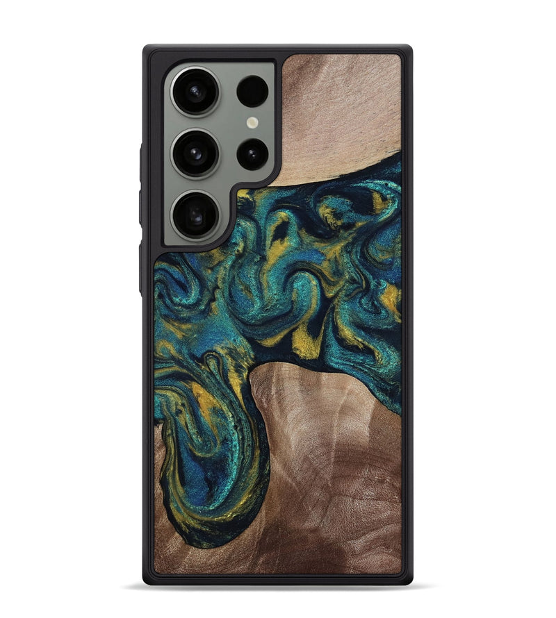 Galaxy S24 Ultra Wood Phone Case - Keon (Teal & Gold, 817717)