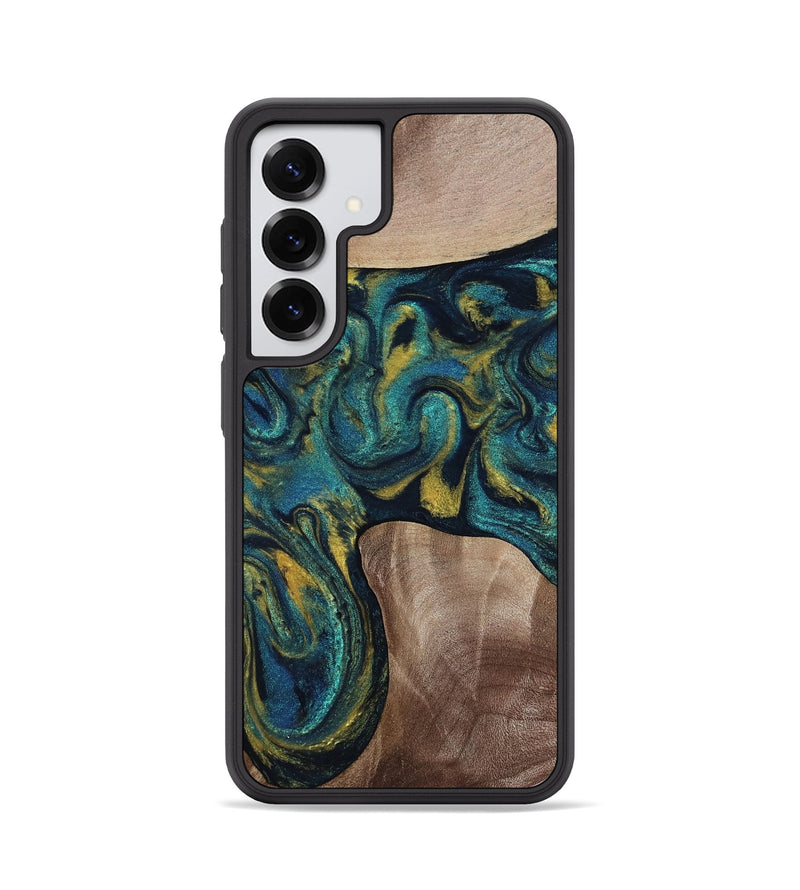 Galaxy S25 Wood Phone Case - Keon (Teal & Gold, 817717)