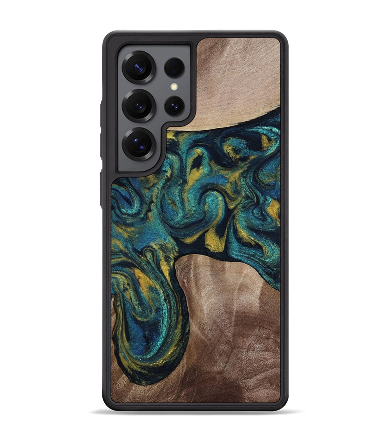 Galaxy S25 Ultra Wood Phone Case - Keon (Teal & Gold, 817717)