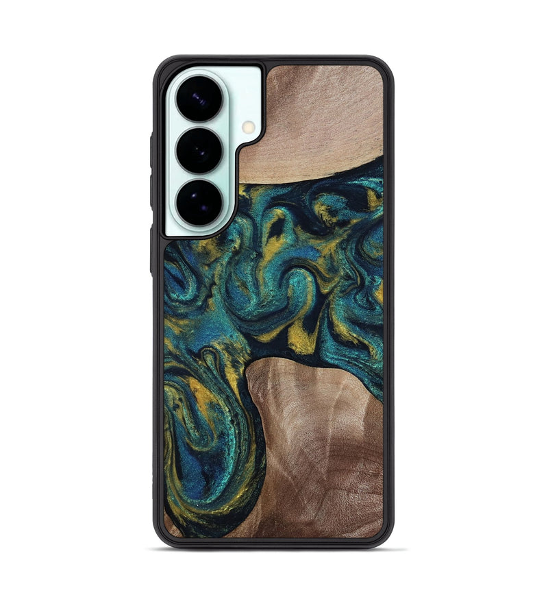 Galaxy S26 Plus Wood Phone Case - Keon (Teal & Gold, 817717)