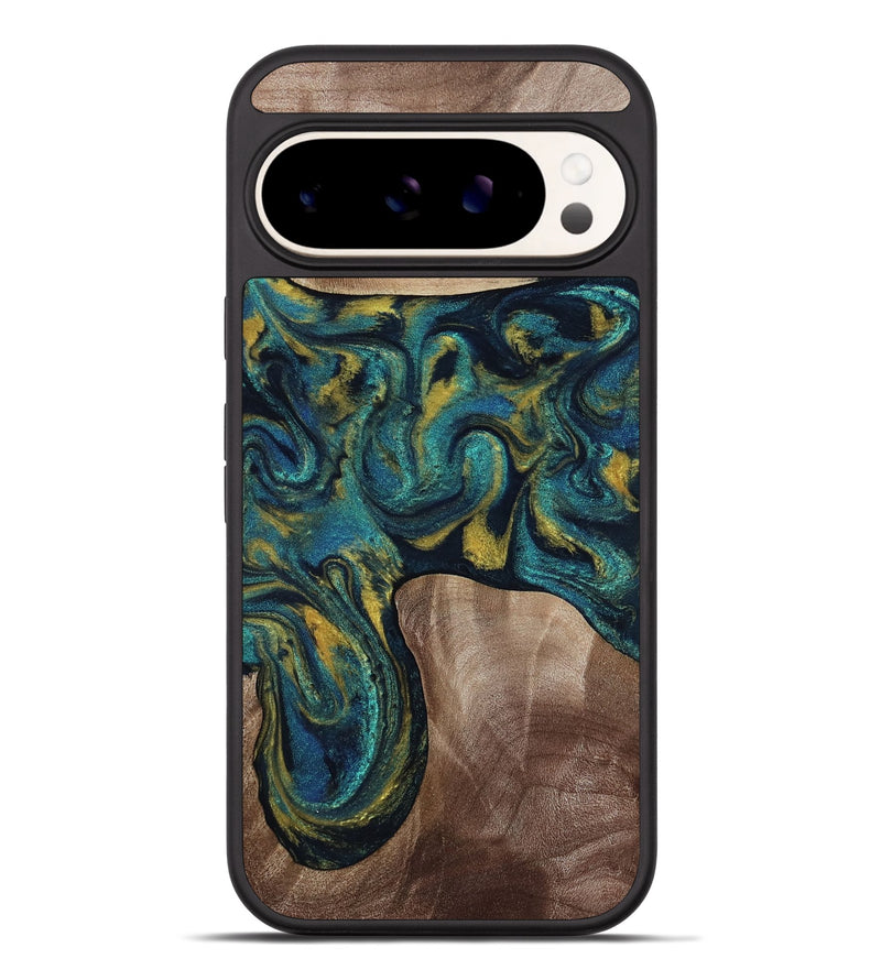 Pixel 9 Pro XL Wood Phone Case - Keon (Teal & Gold, 817717)