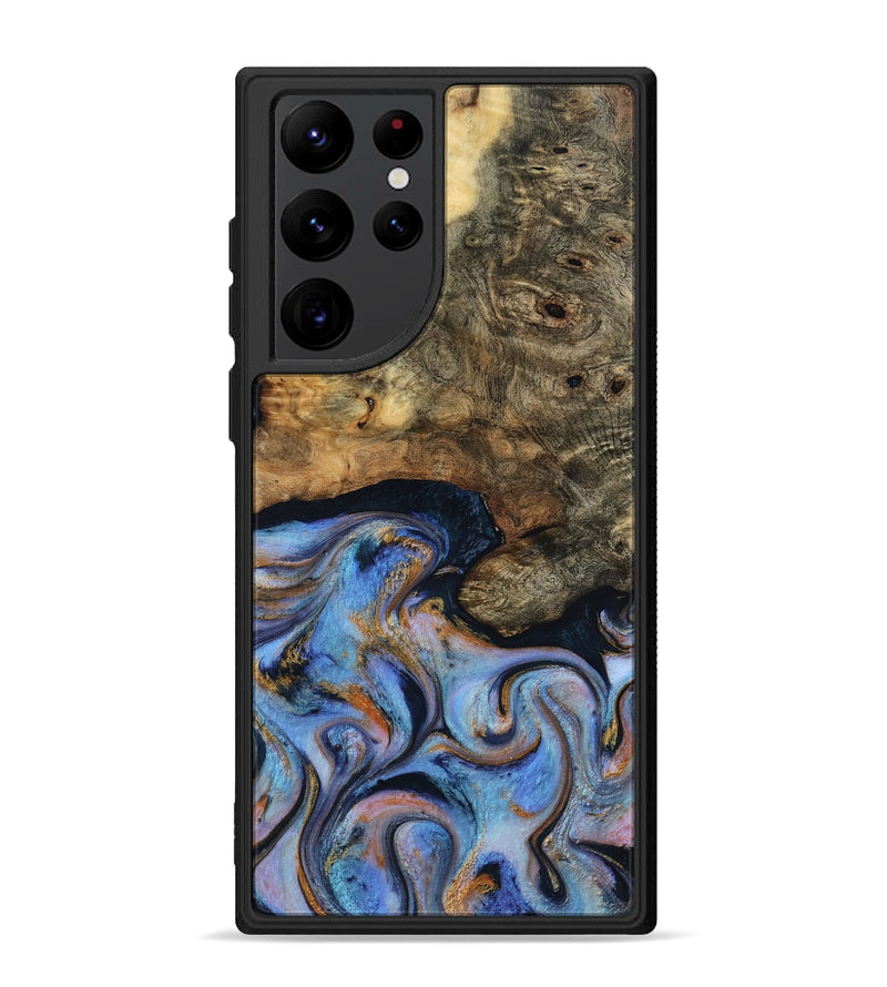 Galaxy S22 Ultra Wood Phone Case - Mylah (Teal & Gold, 817718)