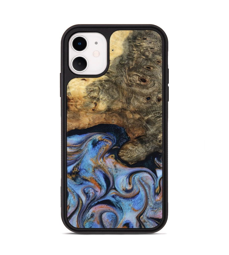 iPhone 11 Wood Phone Case - Mylah (Teal & Gold, 817718)
