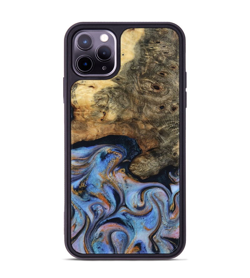 iPhone 11 Pro Max Wood Phone Case - Mylah (Teal & Gold, 817718)