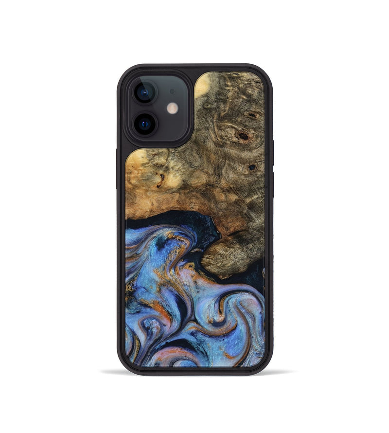 iPhone 12 mini Wood Phone Case - Mylah (Teal & Gold, 817718)