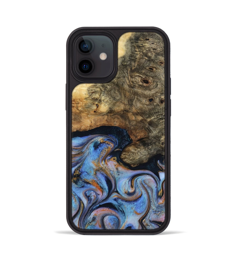 iPhone 12 Wood Phone Case - Mylah (Teal & Gold, 817718)