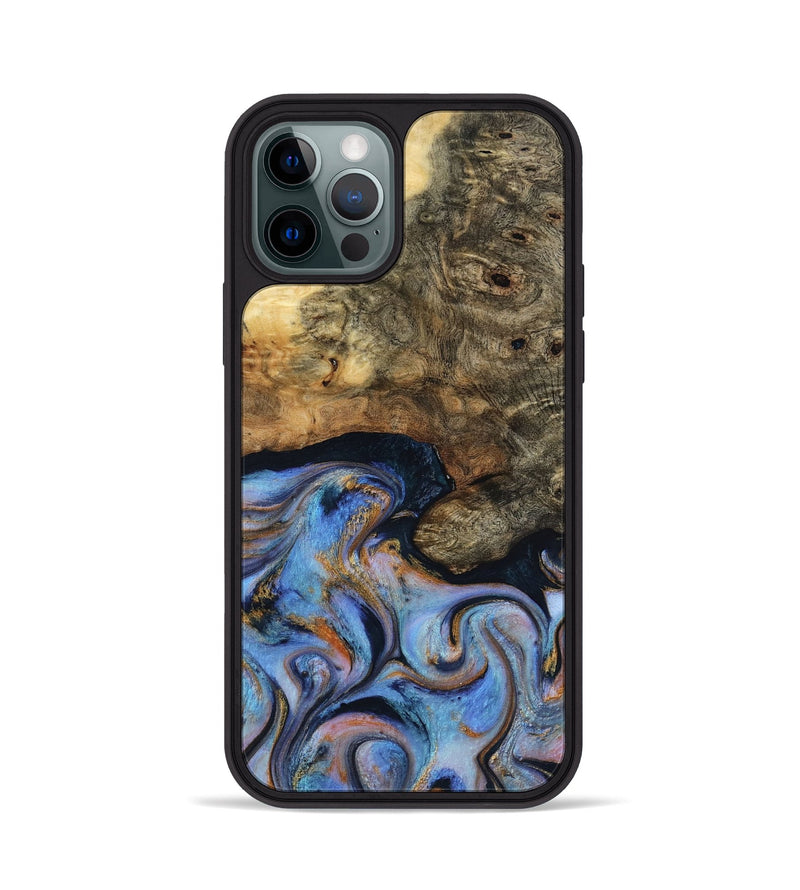 iPhone 12 Pro Wood Phone Case - Mylah (Teal & Gold, 817718)