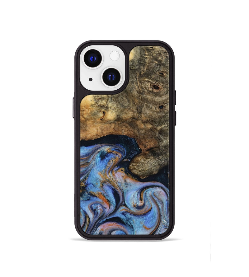 iPhone 13 mini Wood Phone Case - Mylah (Teal & Gold, 817718)
