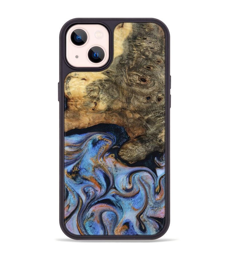 iPhone 14 Plus Wood Phone Case - Mylah (Teal & Gold, 817718)