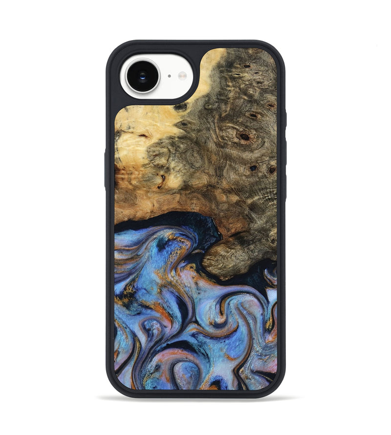 iPhone 16e Wood Phone Case - Mylah (Teal & Gold, 817718)