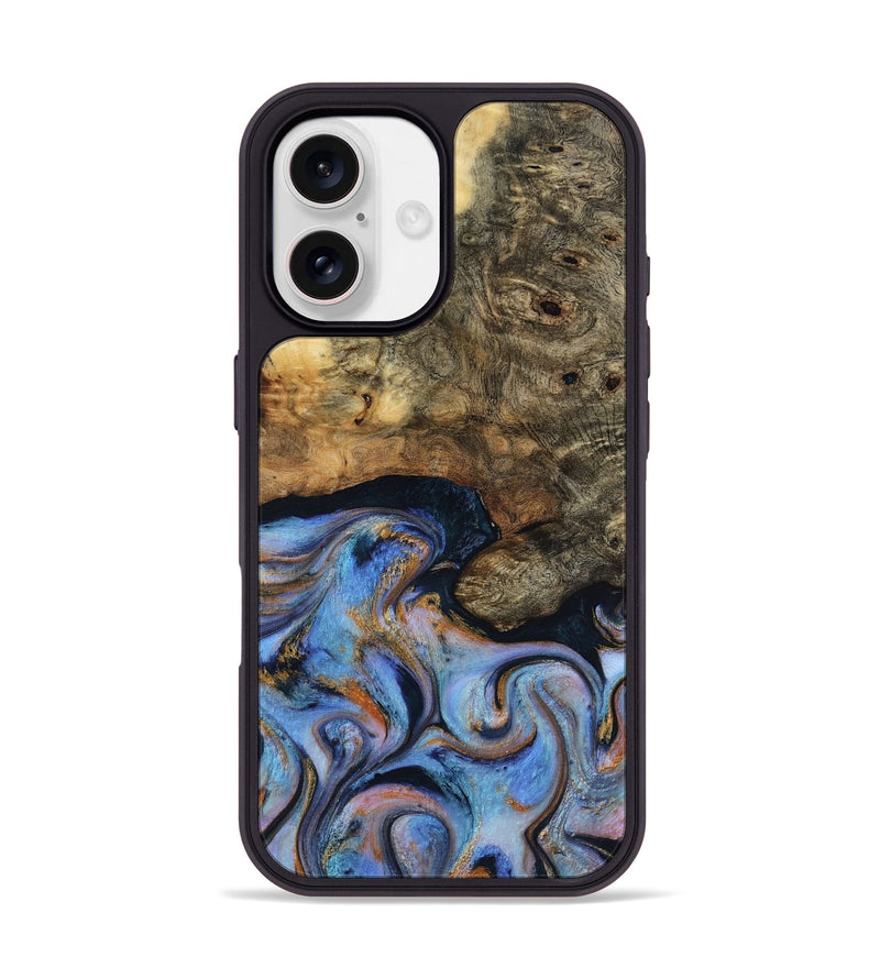 iPhone 17 Wood Phone Case - Mylah (Teal & Gold, 817718)