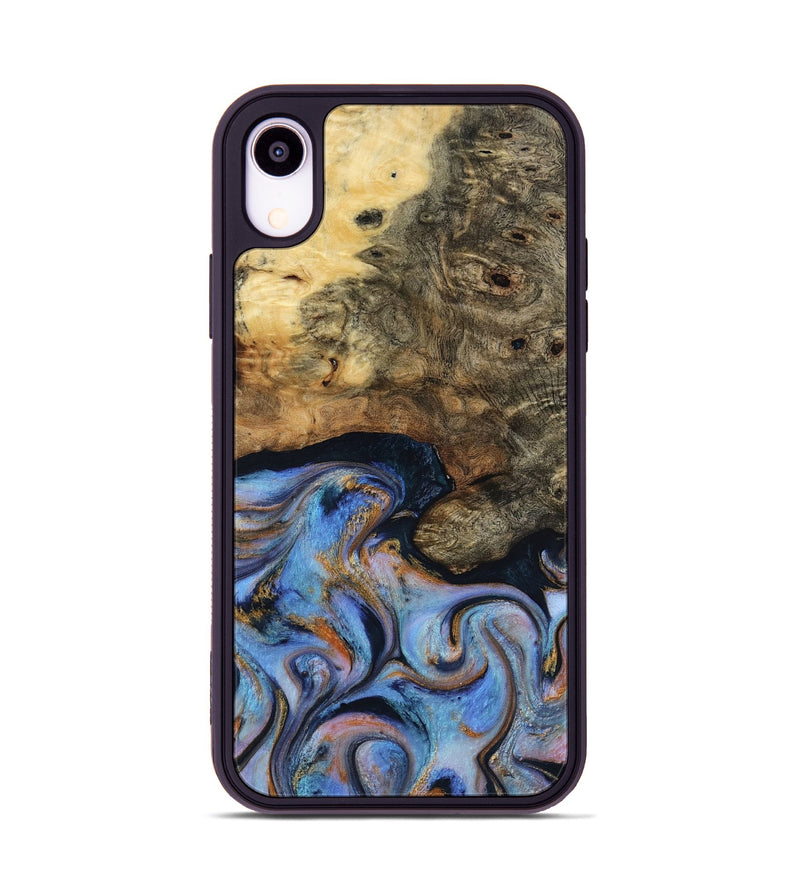 iPhone Xr Wood Phone Case - Mylah (Teal & Gold, 817718)