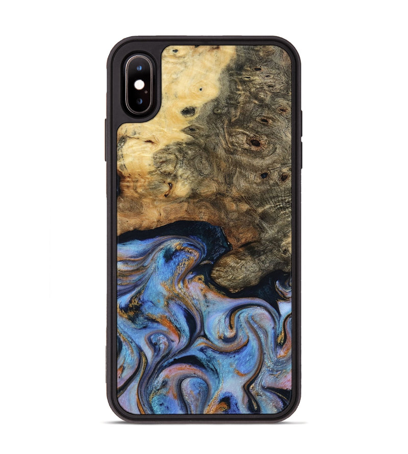 iPhone Xs Max Wood Phone Case - Mylah (Teal & Gold, 817718)