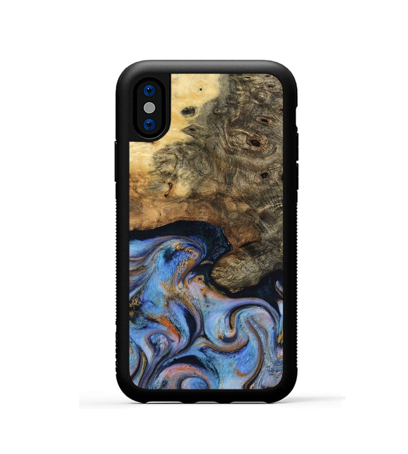 iPhone Xs Wood Phone Case - Mylah (Teal & Gold, 817718)