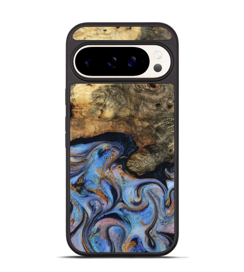 Pixel 9 Wood Phone Case - Mylah (Teal & Gold, 817718)