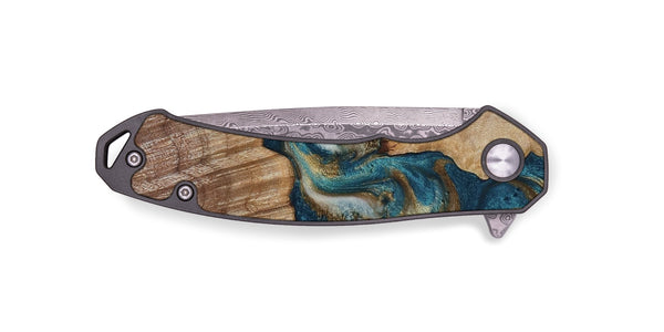 EDC Wood Pocket Knife - Hobson (Teal & Gold, 817719)
