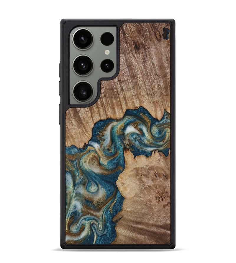Galaxy S24 Ultra Wood Phone Case - Hobson (Teal & Gold, 817719)