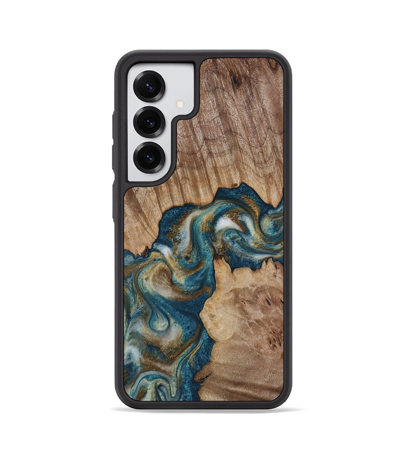 Galaxy S25 Wood Phone Case - Hobson (Teal & Gold, 817719)