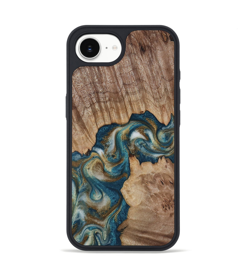 iPhone 17e Wood Phone Case - Hobson (Teal & Gold, 817719)