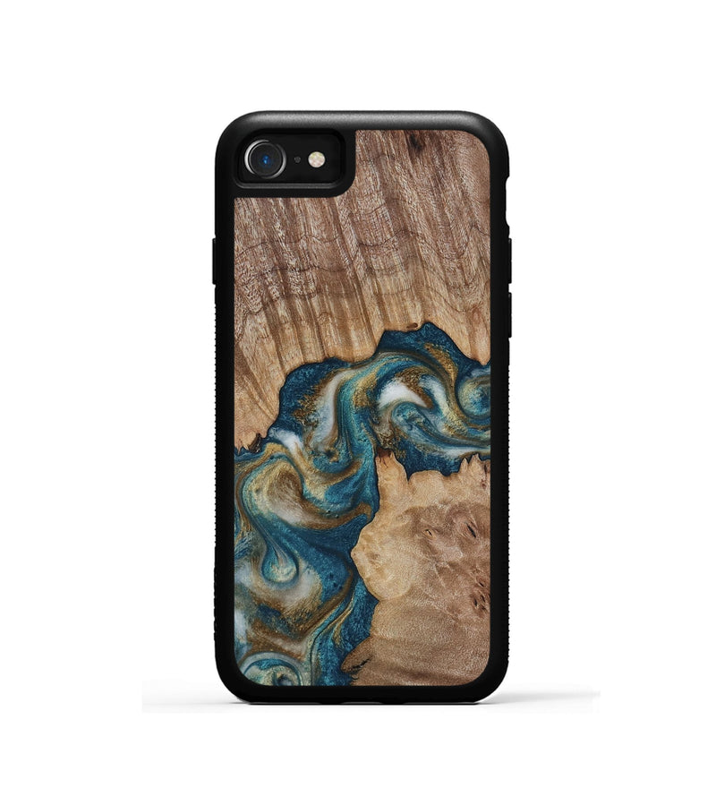 iPhone SE Wood Phone Case - Hobson (Teal & Gold, 817719)