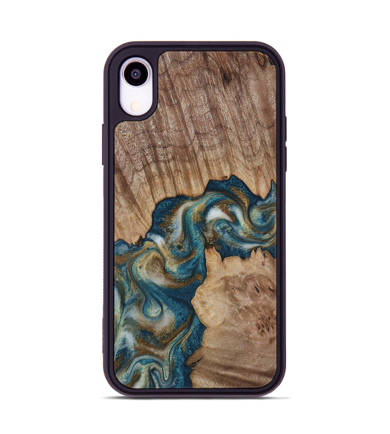 iPhone Xr Wood Phone Case - Hobson (Teal & Gold, 817719)